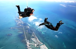 Tandem skydive over Marathon waters in the Florida Keys. 